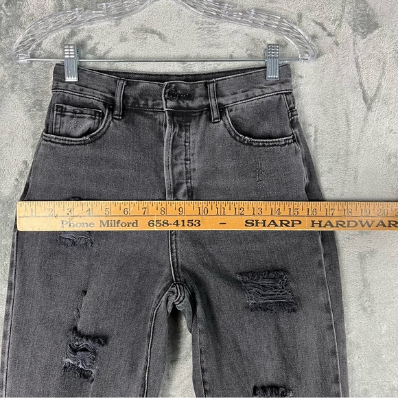 PacSun High Rise Straight Leg Jeans 25 Faded Black Gray Distressed 90s Grunge - Picture 13 of 15